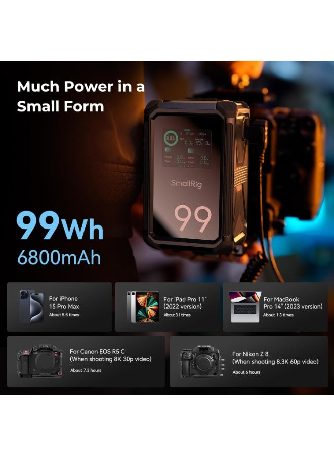 سمول ريج بطارية SmallRig X-Touch الذكية ثلاثية الحماية بنظام V-Mount سعة X99 – 4984 - Image 2